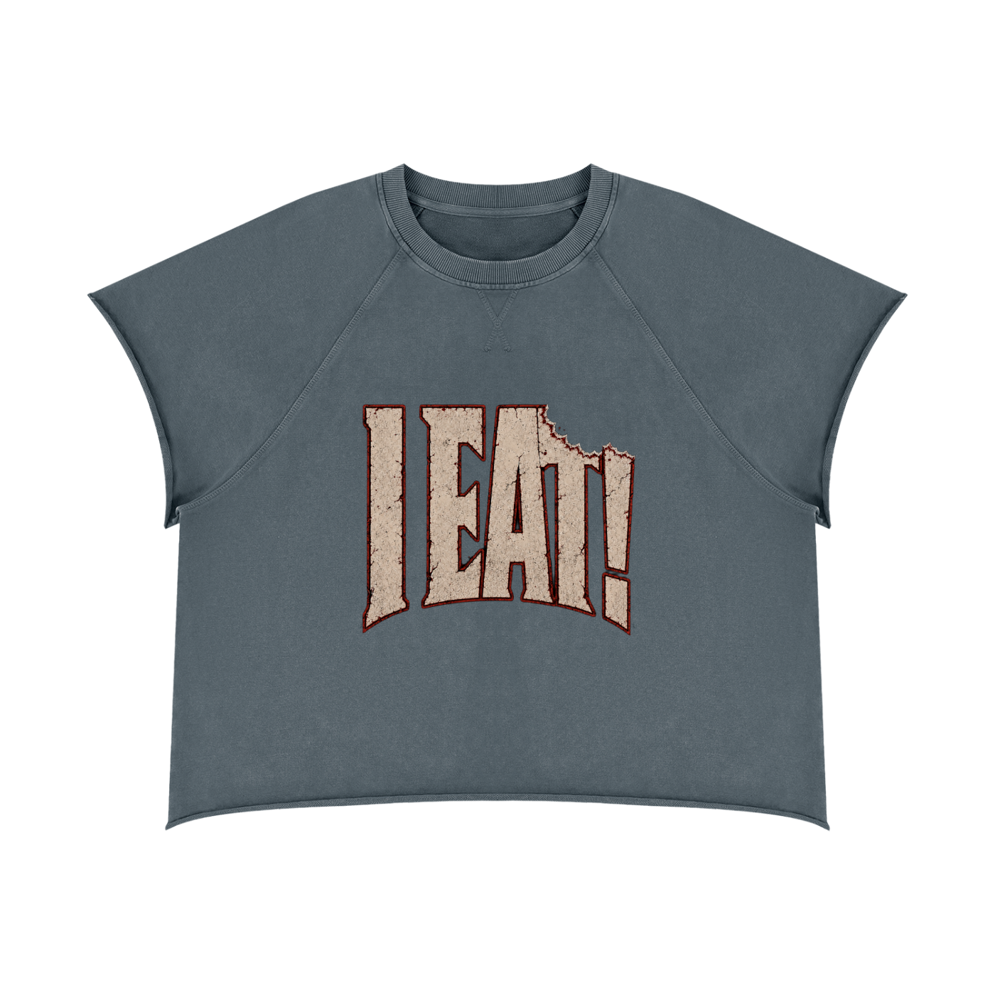 I EAT! Vintage Raw-Edge Pump Cover Tee