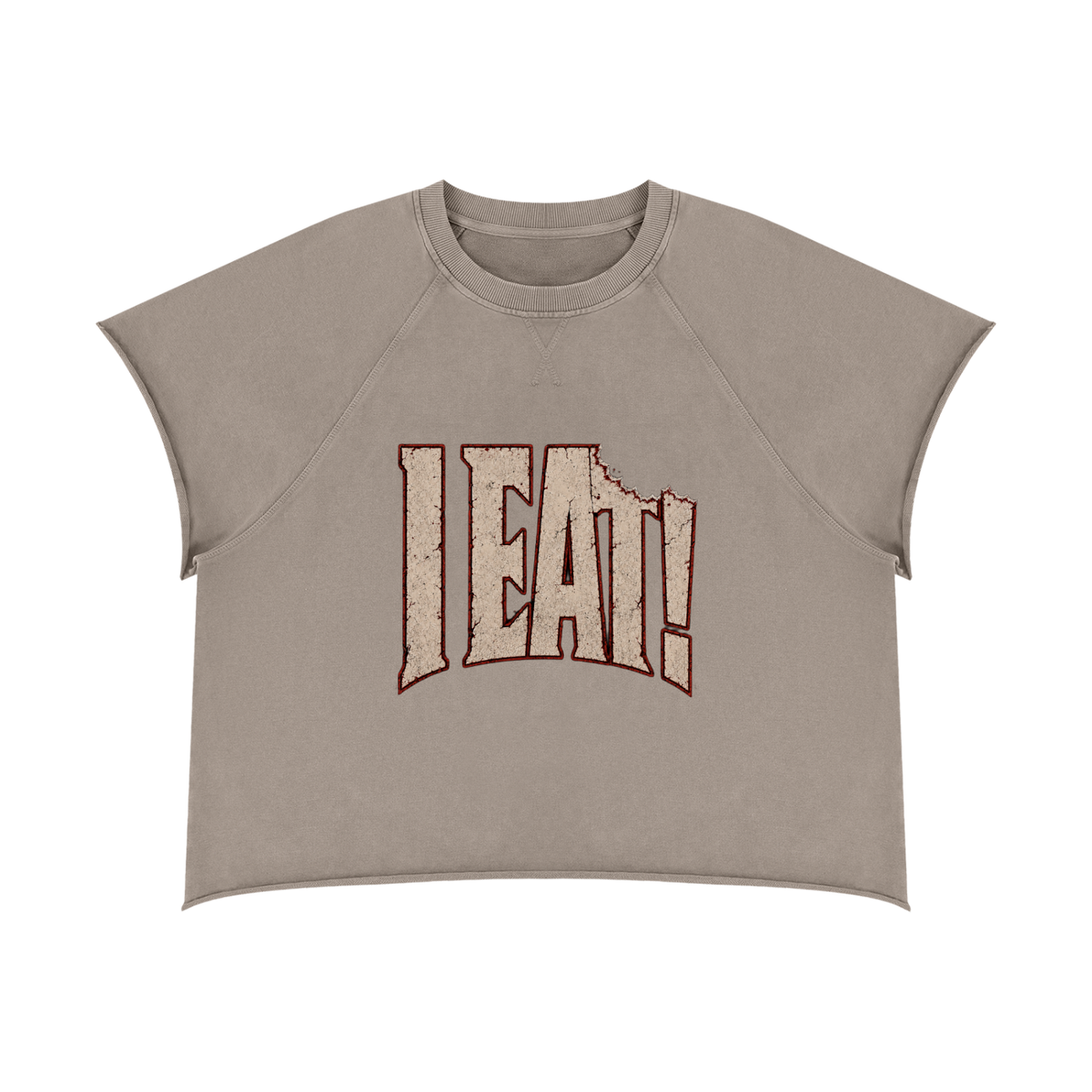 I EAT! Vintage Raw-Edge Pump Cover Tee