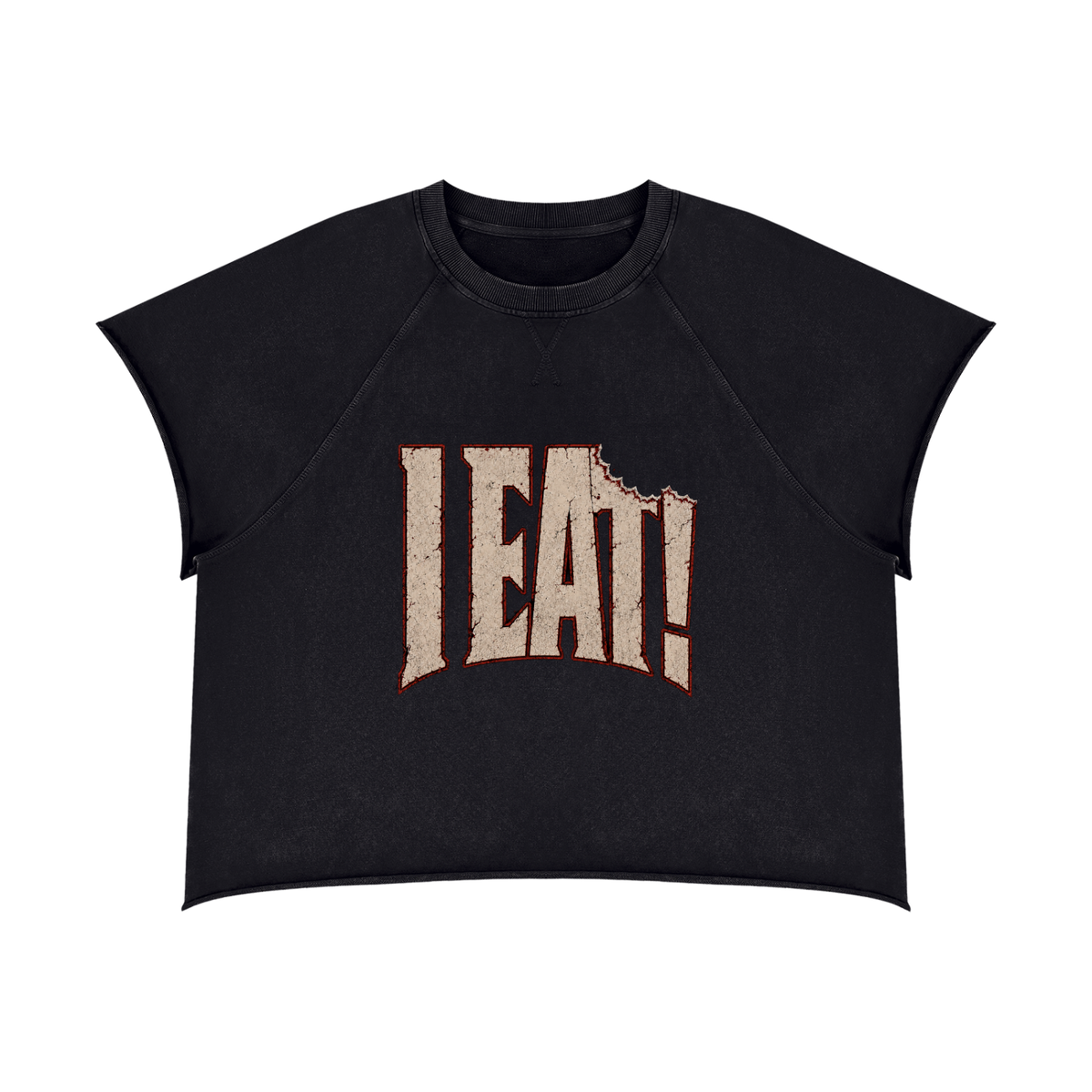 I EAT! Vintage Raw-Edge Pump Cover Tee