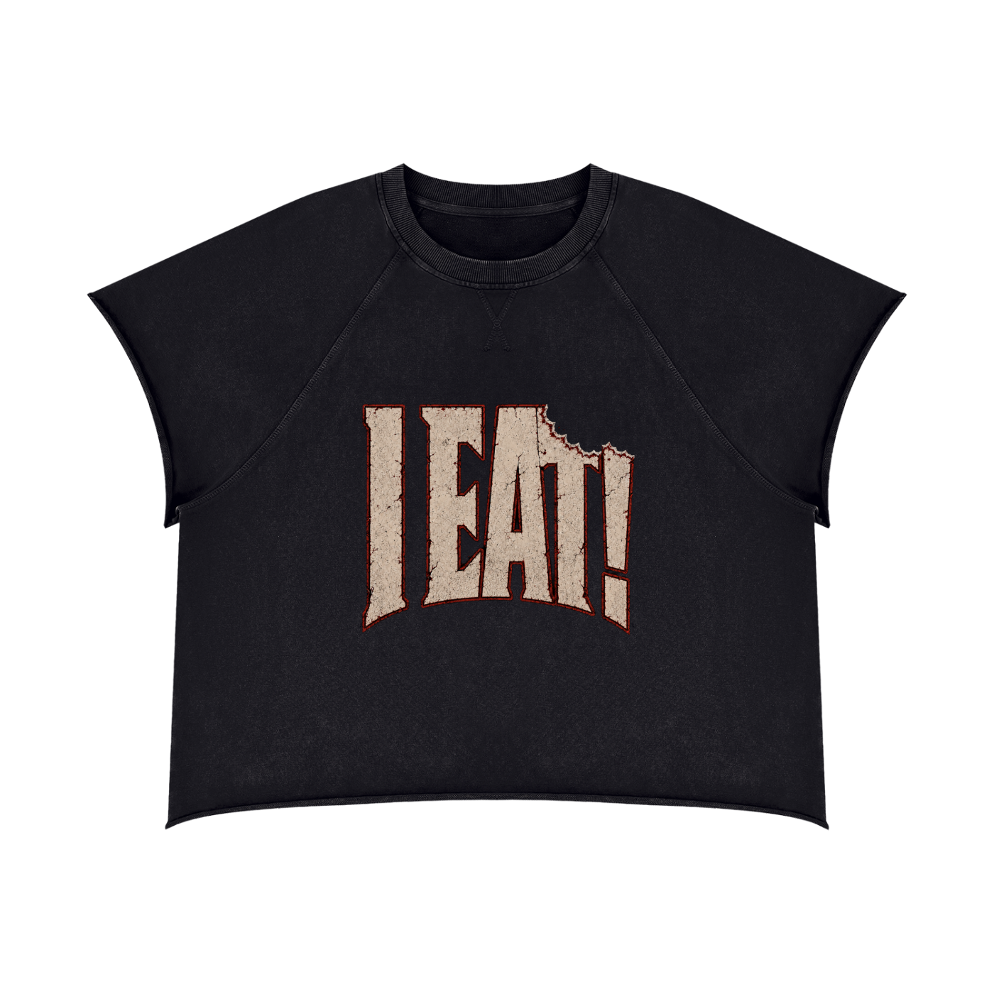 I EAT! Vintage Raw-Edge Pump Cover Tee
