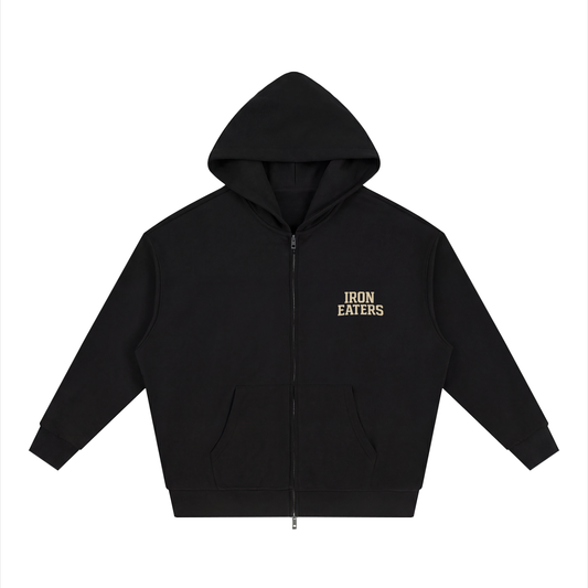 Unisex Loose Solid Full Zip Hoodie