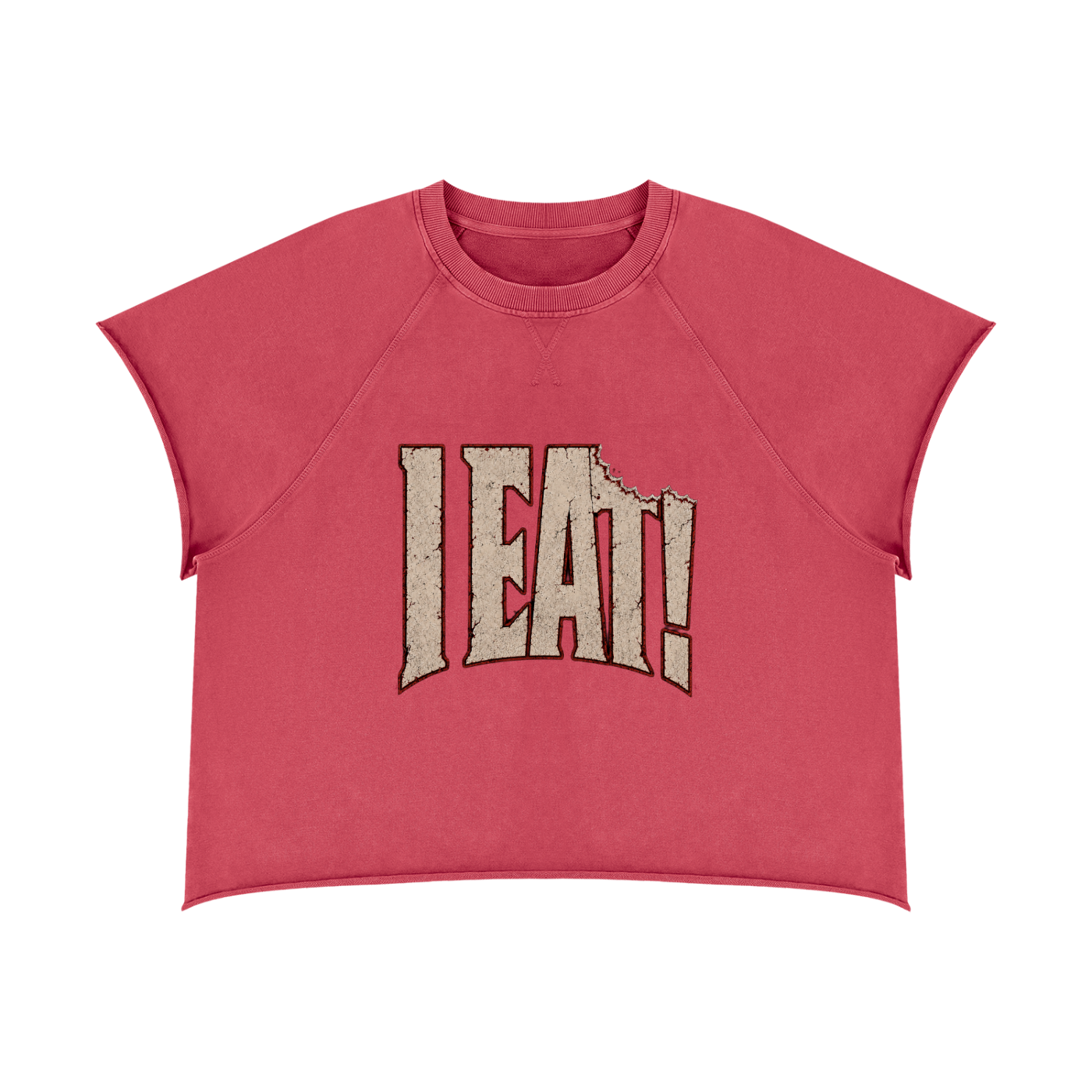 I EAT! Vintage Raw-Edge Pump Cover Tee