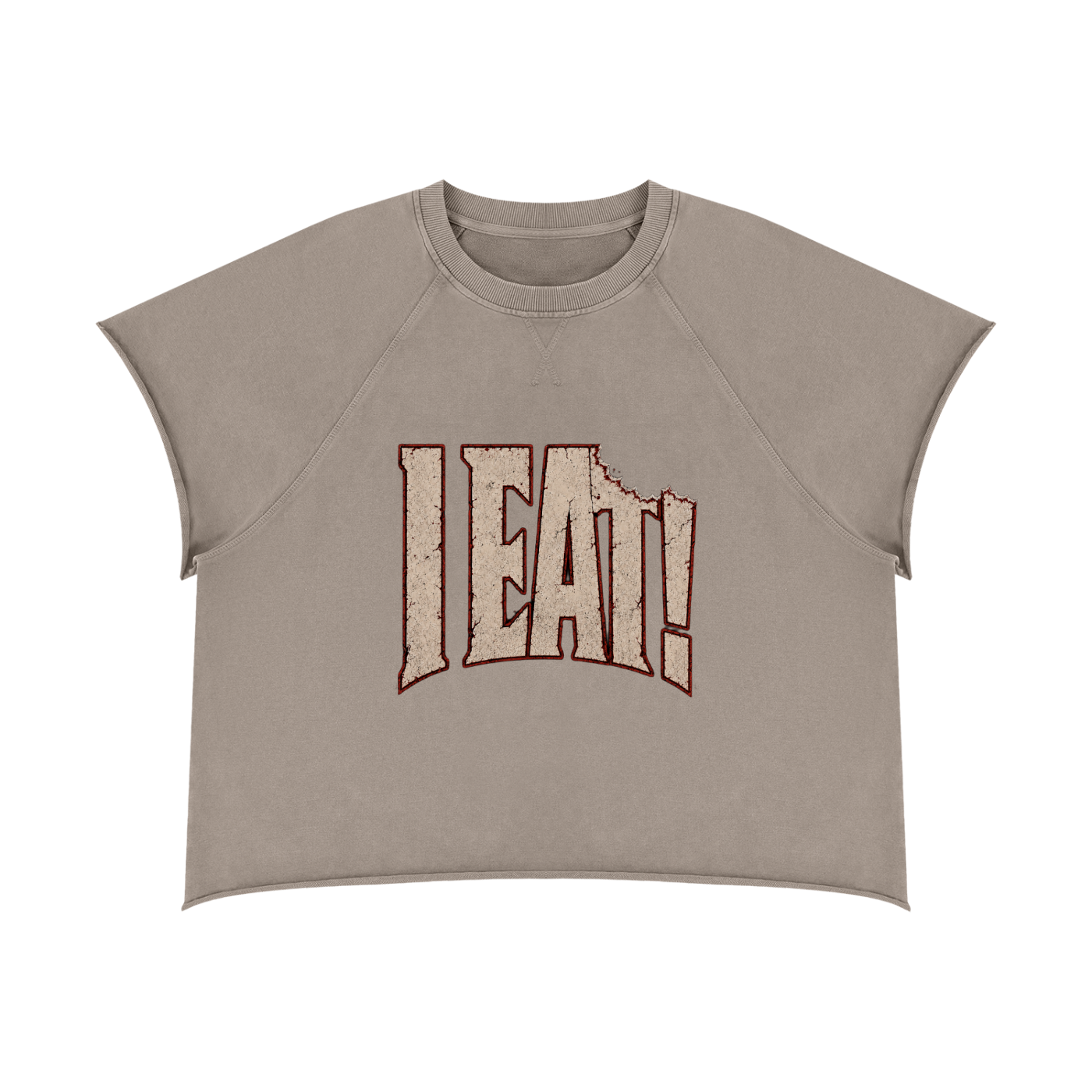 I EAT! Vintage Raw-Edge Pump Cover Tee