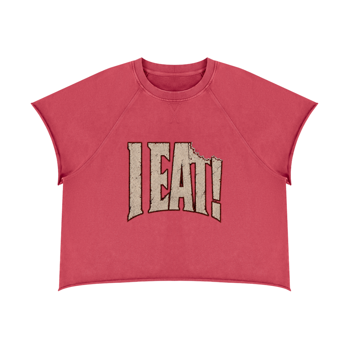 I EAT! Vintage Raw-Edge Pump Cover Tee