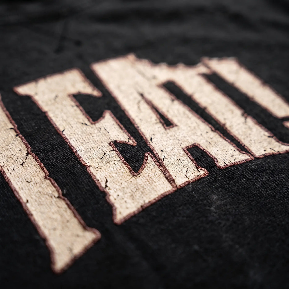 I EAT! Vintage Raw-Edge Pump Cover Tee graphic close-up