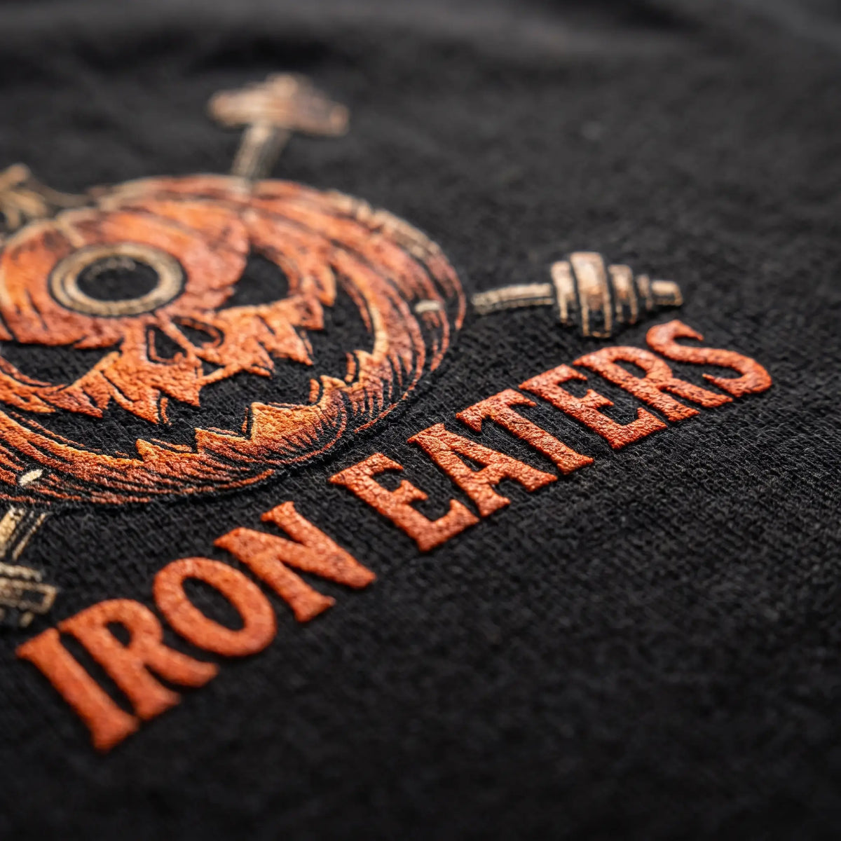 Night of the Iron Eaters pumpkin print texture close-up